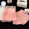 Nuevo Camisola de Algodón Nube con Sujetador Incorporado Pijama Conjunto de Dos Piezas Shorts Sencillos de Verano Ropa de Dormir Transpirable