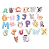 Adesivos de Tecido com Letras de Desenho Animado Roupas Infantis Sapatos e Chapéus Adesivos Bordados de Animais 26 Meias Inglesas Adesivos Decorativos Bordados