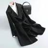 Novo Moda Outono/Inverno 2026 Solto Emagrecedor Color Block Estilo Coreano para Ir ao Trabalho Cor Sólida Comprimento Médio Casaco de Lã para Mulheres
