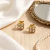 Elegante collar de trébol de cuatro hojas de la suerte incrustado con diamantes, nicho de lujo ligero, moda transfronteriza versátil, collar de acero de titanio que no se decolora para mujer
