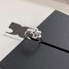 Anillo de plata de ley S925 con flor hueca y perla de imitación para mujer, estilo Ins, dulce, fresco, sencillo, con flor pequeña, abierto para el dedo.