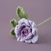 Modelo Nuevo de 26 Años Ramo de Flores de Ganchillo Terminado con Hilo de Gasa, Ramas de Rosas de Diamante Rosa, Ramo de Boda Artificial para el Día de la Mujer