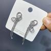 D086 Distintivo Arco Borla Brincos Doce Estilo Coreano Elegante 925 Brincos de Prata Socialite Brincos de Diamante na Moda