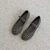 Novedad Otoño 2026 Estilo Francés Casual Poco Profundos Puntera Redonda Zapatos de Abuela para Mujer, Mocasines Mary Jane Planos sin Cordones para Mujer