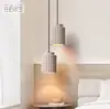 Estilo de canción estética bambú-junta mármol natural candelabro de comedor, mesa de comedor, barra de bar, sala de té Zen, estudio, lámpara de oficina larga
