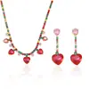 Set Transfronterizo Moda Europea y Americana Collar y Pendientes de Circonita de Moda Estilo Ins Corazón Colorido Joyería Fresca Cadena para la Clavícula