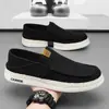 Sapatos de lona masculinos, sapatos de linho, sapatos de lona estilo Pequim, sapatos sem cadarço, tênis casuais masculinos, sapatos slip-on da moda, sapatos casuais de linho para o verão