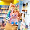Llavero de oso con graffiti degradado transparente, creativo, para pareja, mochila escolar, oso de Redes Sociales, llavero de coche exquisito para mujer