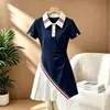 Vestido de Verão Estilo Preppy para Meninas, Vestido Princesa Fino com Gola Polo para Meninas Pequenas, Roupa de Verão Infantil Estilosa e na Moda