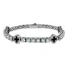 Cadena de Tenis de Circonita Hip-Hop de Venta Caliente Transfronteriza Europea y Americana Pulsera de Trébol de Cuatro Hojas Joyería para Mujer Pulsera de Acero de Titanio con Diamantes Completo de Alta Gama