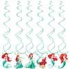 Platos de Papel, Servilletas, Mantel, Banderín de la Princesa Sirena Ariel, Artículos Desechables para Fiesta de Cumpleaños Infantil