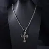 Collar de Venta Caliente Transfronterizo Colgante de Cruz de Llama Cadena de Letras Punk de Moda para Hombres y Mujeres Estilo Trendy de Influencer Collar Personalizado