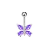 Amazon Comercio Electrónico Transfronterizo Más Vendido Acero Inoxidable Incrustado de Diamantes Piercing de Ombligo Anillo de Vientre Mariposa con Circonita Joyería para Piercings Corporales