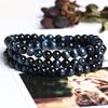 Pulsera multicapa de 108 cuentas para mujer con cuatro círculos de piedra ojo de tigre azul natural, pulsera de madera, piedra, cristal leer al por mayor