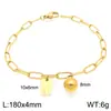 Pulsera Cuadrada de Moda con Letras Inglesas (26), Cadena Sencilla Tipo Clip Estilo Ins, Bola Redonda, Acero de Titanio Chapado en Oro de 18K