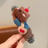 Laço de Cabelo Infantil de Desenho Animado Menina Fofa com Estampa de Cachorro e Maçã, Elástico Alto para Coque, Faixa de Cabelo para Meninas