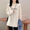 Camiseta de veludo espessada, base, camisa feminina, outono e inverno 2024, nova, solta, comprimento médio, casual, manga comprida, top