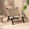 Sillón individual de madera maciza con tejido de cuerda, estilo nórdico, para balcón, informal, estilo japonés, tranquilo, para apartamento pequeño, con respaldo.