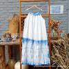 Liquidação: Vestido Camisola Tingido à Mão Tie-Dye Azul Tingido com Índigo Vegetal Puro Dali com Borlas, Vestido Longo, Roupa Feminina para Viagem