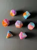 Conjunto de Dados Poliédricos D&D com Padrão de Mármore, Cores Misturadas, Transparente, D4D6D8D10D12D20 Lados, Tabuleiro Coc, Conjunto de Sete Peças