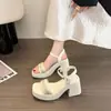 Sandalias Romanas de Suela de Plataforma con Tacón Grueso Tejidas Estilo Chino, Sandalias de Tira Única de Moda Verano 2025