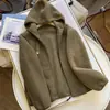 ¡Estilo Japonés! Nueva Chaqueta Abrigo con Capucha de Forro Polar Sherpa Cálida Versátil de Color Sólido Suelta Otoño/Invierno para Mujer