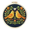 Kit de Materiales de Bordado con Aguja Perforada de Lana DIY Transfronterizo, Regalo de Bordado con Aguja Perforada Estilo Serie Floral de Dibujos Animados Hecho a Mano
