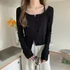 Ropa de Otoño e Invierno para Mujer Estilo Diseñador Nicho Irregular Chic Camiseta para Mujer Capa Base Corta Color Sólido Versátil Top Retro