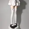 Calcetines Blancos Altos Lindos para Chica Joven Lolita, Medias Largas Finas de Verano para Mujer, Calcetines Altos Lolita Suaves de Gato 3D
