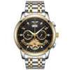 Reloj Transfronterizo para Hombre con Esfera Hueca, Tres Subesferas Falsas, Multifunción, Cronometraje Preciso, Reloj de Cuarzo de Acero para Negocios