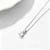 Collar Colgante Clásico de Plata de Ley S925 con Zirconia de Cuatro Garras para Mujer, Cadena de Clavícula Versátil de Moda Simple de Lujo Ligero de Gama Alta