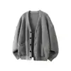 Suéter de Punto Holgado Versátil con Cuello en V Estilo Japonés Perezoso para Hombre, Chaqueta Oversize para Pareja, Nuevo Otoño e Invierno