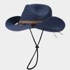 Estilo Étnico Moda Retro Sombrero de Vaquero para Mujer Vacaciones de Verano Playa Sombrero Parasol Combinable Ciber Popular Sombrero Panamá de Paja