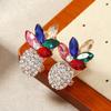 Verão Mori Pequeno Fresco Moda Totalmente Diamante Design de Nicho Criativo Cor Abacaxi Diamante Clipe de Orelha Brincos Femininos
