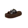 Pantuflas mullidas de un solo tirante estilo Melard para mujer, nueva colección otoño/invierno 2026, pantuflas de suela gruesa, versátiles para usar en exteriores, pantuflas cálidas de algodón
