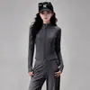 Novo Conjunto de Yoga Feminino Plus Size com Veludo, Jaqueta de Manga Longa com Gola Alta e Calça de Cintura Alta, Peça Dupla Esportiva Profissional para Fitness e Corrida Matinal
