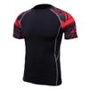 Camiseta de Manga Corta Ajustada con Estampado para Hombre, Tejido Elástico Transpirable de Secado Rápido, Mallas de Baloncesto para Entrenamiento, Fitness