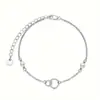 Nuevo Pulsera de Doble Anillo Geométrico Simple y Versátil de Amazon Joyería de Nicho con Colgante de Corazón para Mujer