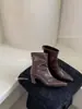 Botines de Tacón Grueso para Mujer 2026 Nuevos Botines con Correa Cruzada y Hebilla con Cremallera Trasera Botas de Caballero Negro Marrón Adulto Algodón