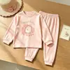 Conjunto para Meninas Primavera e Outono Roupa de Dormir Base Roupas de Casa para Bebê Roupas de Verão para Ar Condicionado Manga Longa Calça Longa Blusa Roupas Quentes para Crianças
