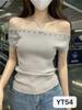 Hermoso Top de Punto Francés de Una Sola Manga Corta para Mujer, Diseño de Verano, Ceñido a la Cintura, Adelgazante, Elegante Blusa Fábrica