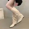 Botas de tacón grueso de tacón alto de tubo alto para mujer 2026 nuevo de primavera y otoño punta fina tacón de bloque botas largas botas para pantalón botas de montar