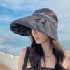 Chapéu Viseira de Verão, Chapéu de Borracha Preto com Proteção Solar, Chapéu de Sol com Proteção UV Casca para Mulheres, Dropshipping TikTok, Estilo Coreano de Aba Larga