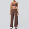 Conjunto de Yoga y Fitness Cruzado por Delante y por Detrás a Prueba de Golpes, Sujetador Adelgazante de Cintura Alta, Amigable con la Piel, Pantalones de Pierna Ancha para Yoga Naked