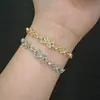 Pulsera Nueva de Zirconia de Cuatro Hojas al por Mayor, Lujo Ligero, Accesorio Fresco y Refinado, Pulsera Ajustable de Gama Alta para Mujeres