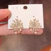 Aretes de perlas de fuegos artificiales de circonita micro incrustada para mujer, diseño de moda de nicho, versátiles, exquisitos, aretes súper brillantes
