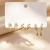 Novedades de Verano: Delicados Pendientes de Circonita Microincrustada, Juego de Tres Pares, Frescos y Dulces, Pendientes Versátiles y Elegantes con Circonita Microincrustada