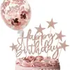 Cartão de bolo de aniversário de estrelas inglesas transfronteiriço flash decoração de bolo plug-in balão cartão de bolo de aniversário