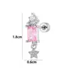 Hensen Geométrico Cuadrado Hueso de la Oreja Clavo Coclear Estrella de Circonita Rosa Joyería de Perforación de Nicho de Alta Gama para Niña