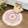 Alfombra Redonda Tejida de Algodón Poliéster con Borlas Estilo West Wave Redonda Cesta Colgante Estilo Trendy Mecedora Felpudo Alfombra de Sala de Estar